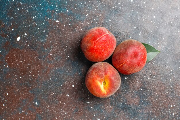 Summer fruits: fig peaches,nectarine and peaches,top view