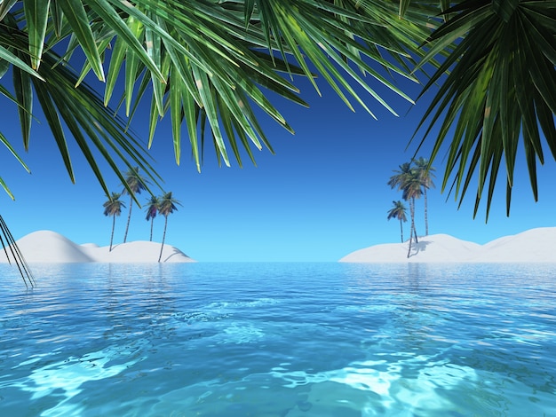 Foto gratuita il rendering 3d di un paesaggio tropicale