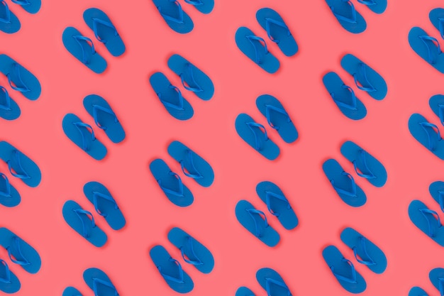 斜めの青いフリップフロップを持つ夏のパターン