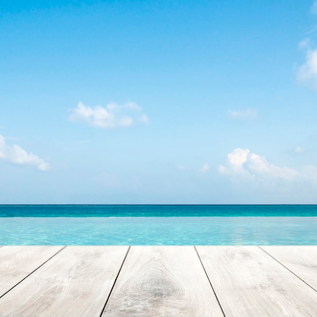 Summer product backdrop, blue sea background Free Photo