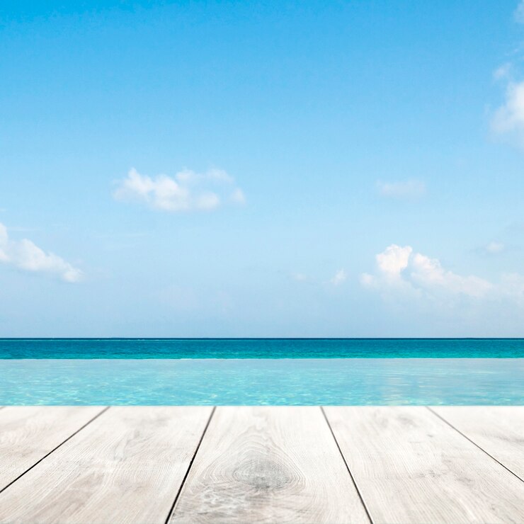 Free Photo summer product backdrop, blue sea background