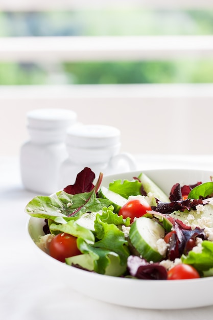 Summer salad with lettuce leaves