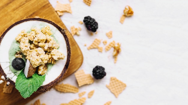 Summer smoothie in coconut