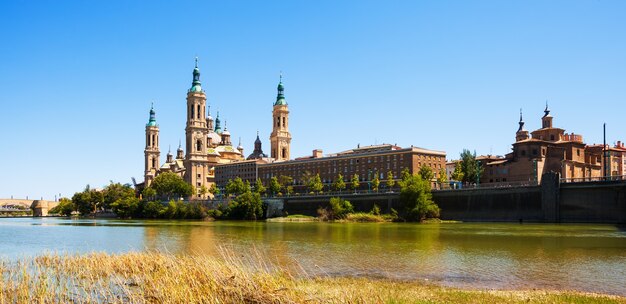 Summer view of of Basilica in Zaragoza