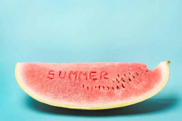 Summer word carved on watermelon