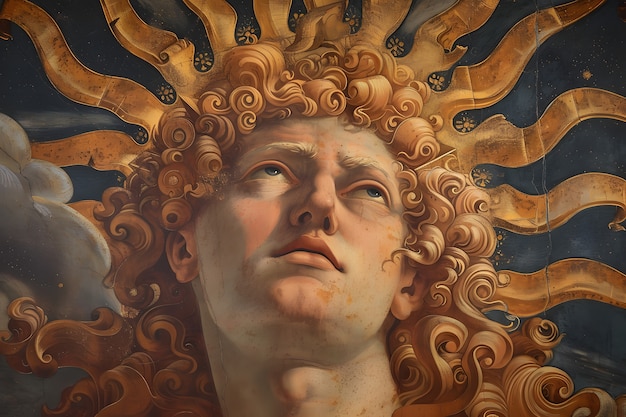 Free photo sun god depicted as a powerful man in a renaissance setting