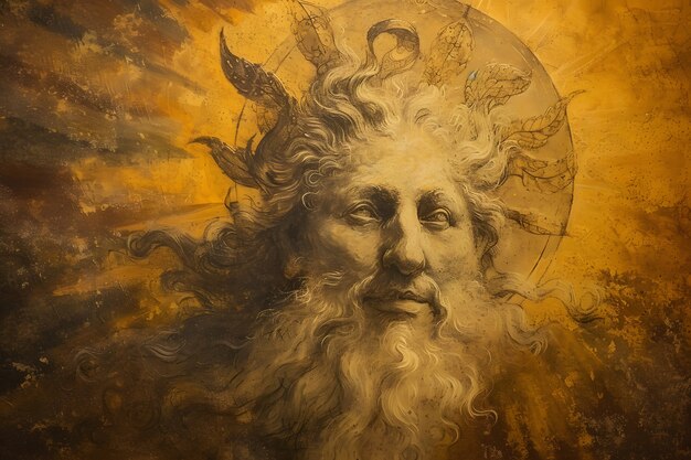 Sun god depicted as a powerful man in a renaissance setting