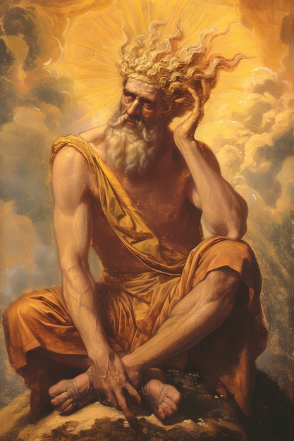 Free photo sun god depicted as a powerful man in a renaissance setting