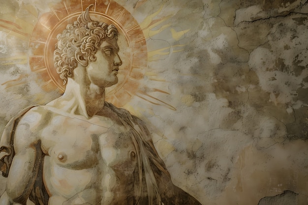 Free photo sun god depicted as a powerful man in a renaissance setting