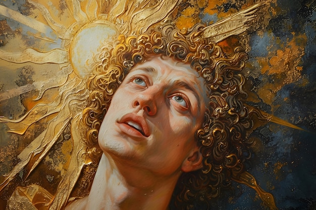 Sun god depicted as a powerful man in a renaissance setting