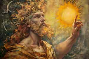 Free photo sun god depicted as a powerful man in a renaissance setting