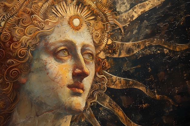 Sun god depicted as a powerful man in a renaissance setting