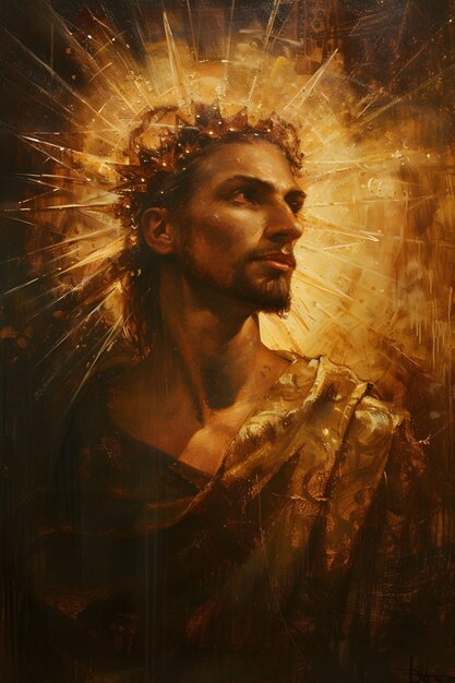 Free photo sun god depicted as a powerful man in a renaissance setting