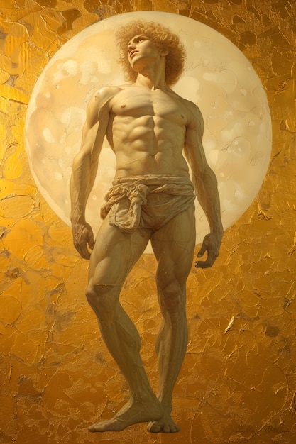 Sun god depicted as a powerful man in a renaissance setting