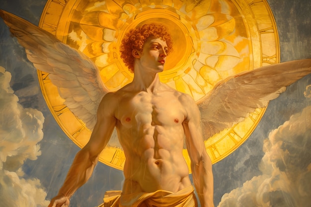 Free photo sun god depicted as a powerful man in a renaissance setting