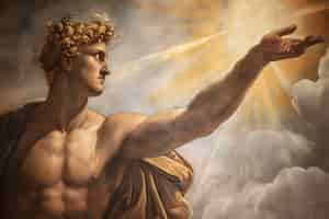 Free photo sun god depicted as a powerful man in a renaissance setting