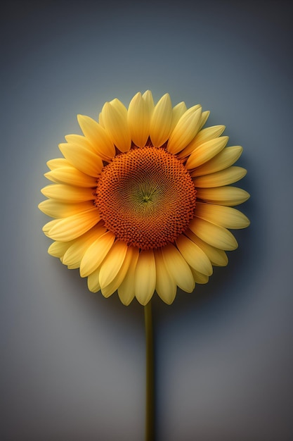 Free photo a sunflower is shown against a gray background.