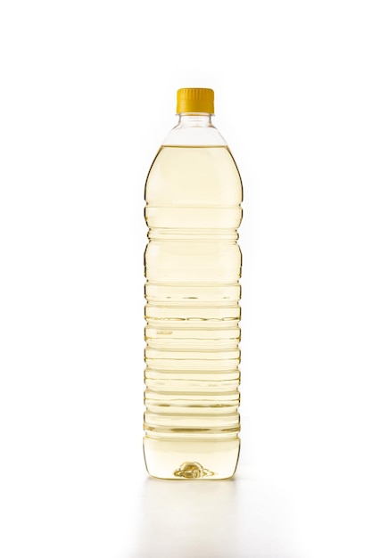 Sunflower oil plastic bottle isolated on white background