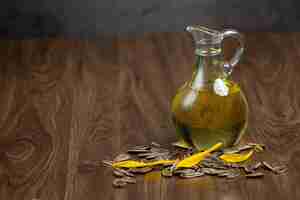 Free photo sunflower oil on the table