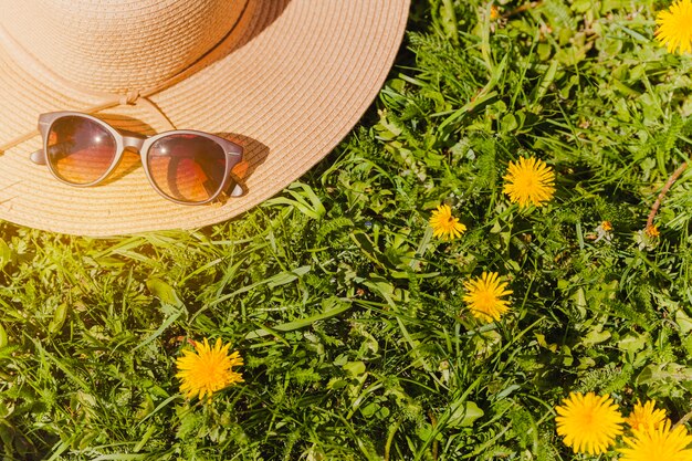 Sunglasses, hat and sun