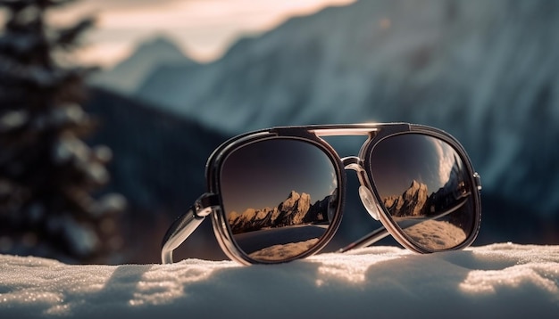 Free photo sunglasses reflect the beauty of nature elegance generated by ai