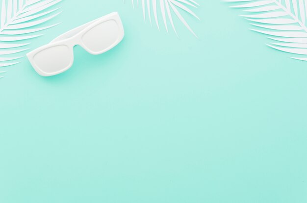 Sunglasses with white palm leaves 