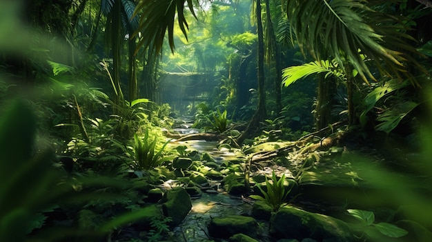 Бесплатное фото Солнечный тропический пейзаж