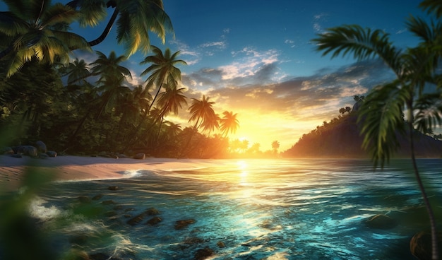 Sunny tropical landscape