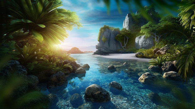 Free photo sunny tropical landscape