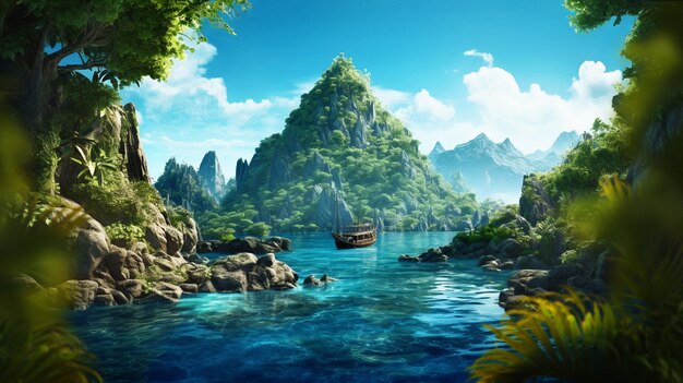 晴れた熱帯の風景