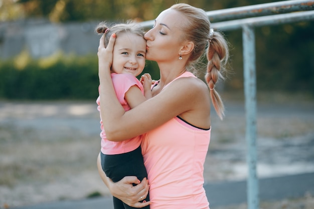 Free photo sunny woman child daughter two