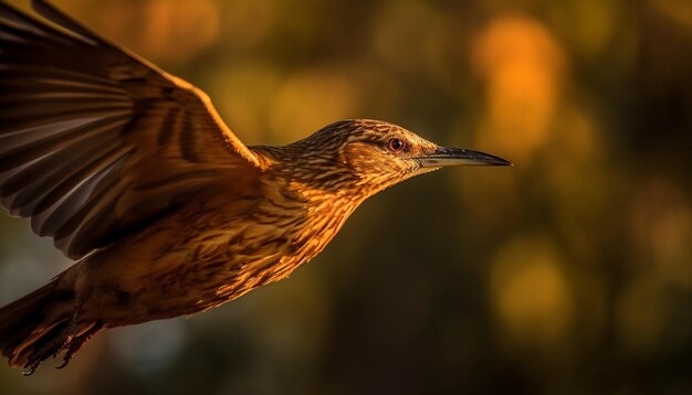 AI によって平和的に生成された自然の鳥の止まり木の夕日の美しさ