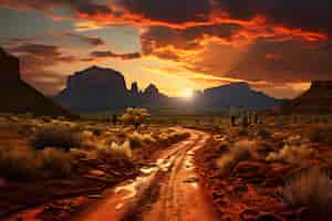 Free photo sunset desert landscape background