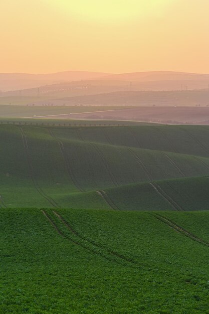Sunset landscape photo of Moravian Tuscany in Czech Republic