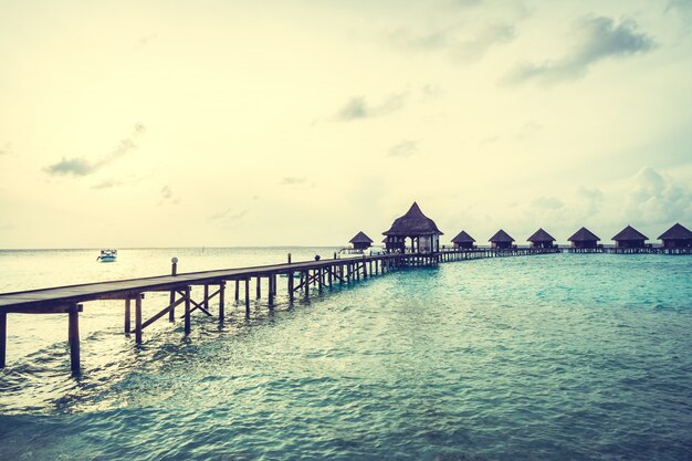 Sunset over maldives island