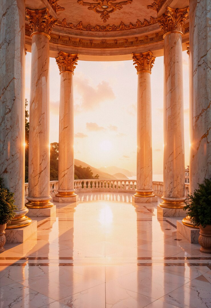 Free Photo sunset at the marble temple