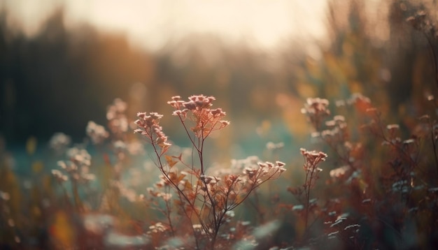 Foto gratuita i fiori selvatici del prato al tramonto sbocciano nella bellezza della natura generata dall'intelligenza artificiale