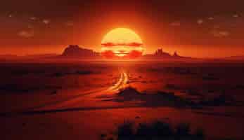 Foto gratuita il tramonto sulla monument valley sagome di arenaria maestosamente erosa ai generativa