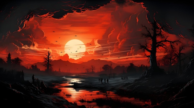 sunset night landscape wallpaper