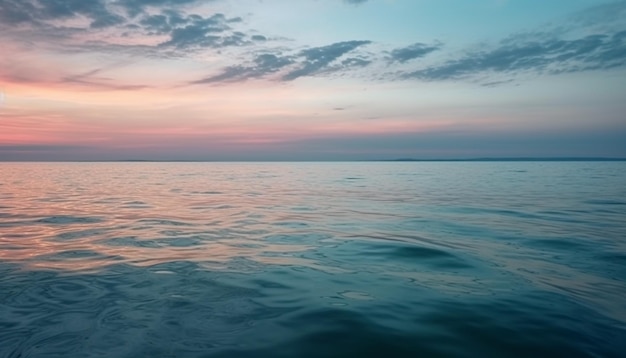 無料写真 aiによって生成された静かな海の自然の美しさに沈む夕日