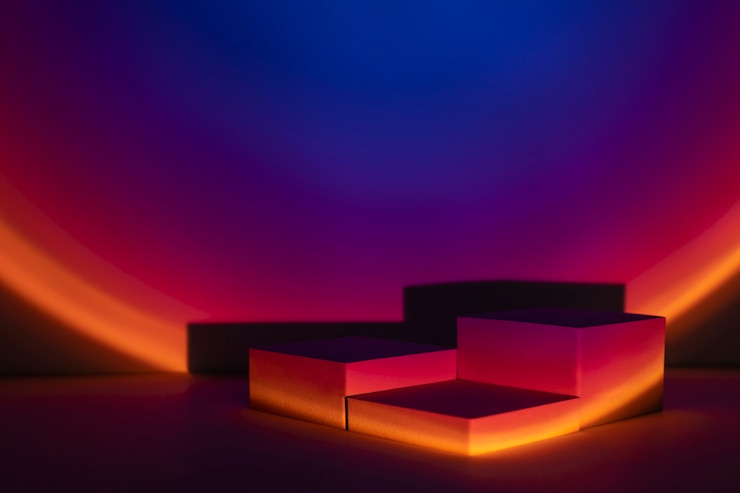 Free Photo sunset projector lamp product backdrop