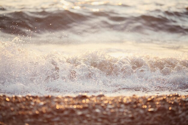 海のビーチに沈む夕日