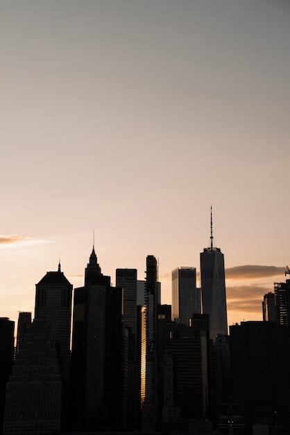 Sunset skyline of new york city