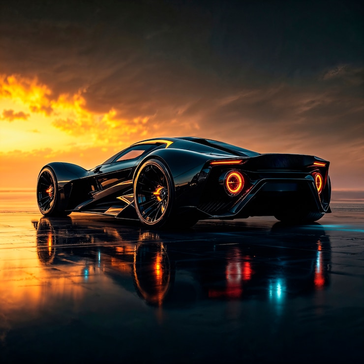 Free Photo sunset supercar