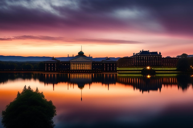 Free photo a sunset over the university of dublin