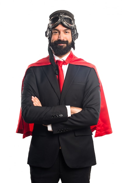 Free photo super hero businessman with his arms crossed