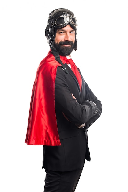 Free photo super hero businessman with his arms crossed