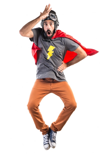 Free photo superhero doing surprise gesture