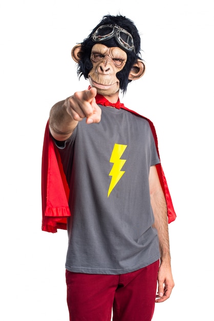 Free photo superhero monkey man pointing to the front