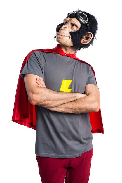 Superhero monkey man thinking